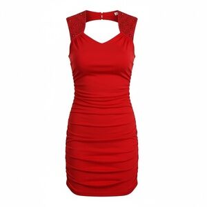 FAITH CONNEXION Women’s Red Mini Dress Cocktail Evening Bejeweled Size Small